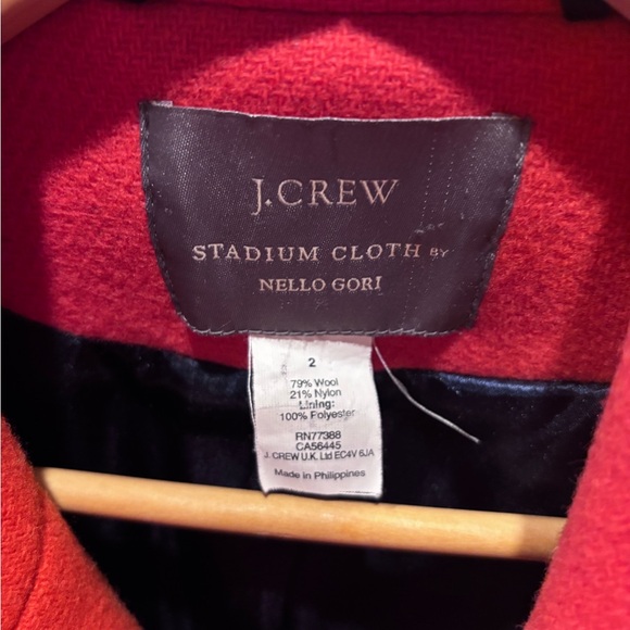 J. Crew Vibrant Red Pea Coat with Gold Buttons - Picture 2 of 3
